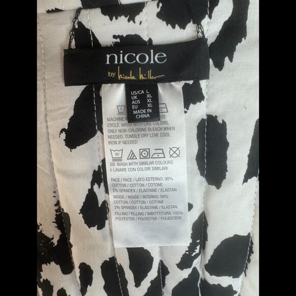 nicole by Nicole Miller Reversible Stretch Poplin Quilted Jacket Cream Floral L - Picture 13 of 15